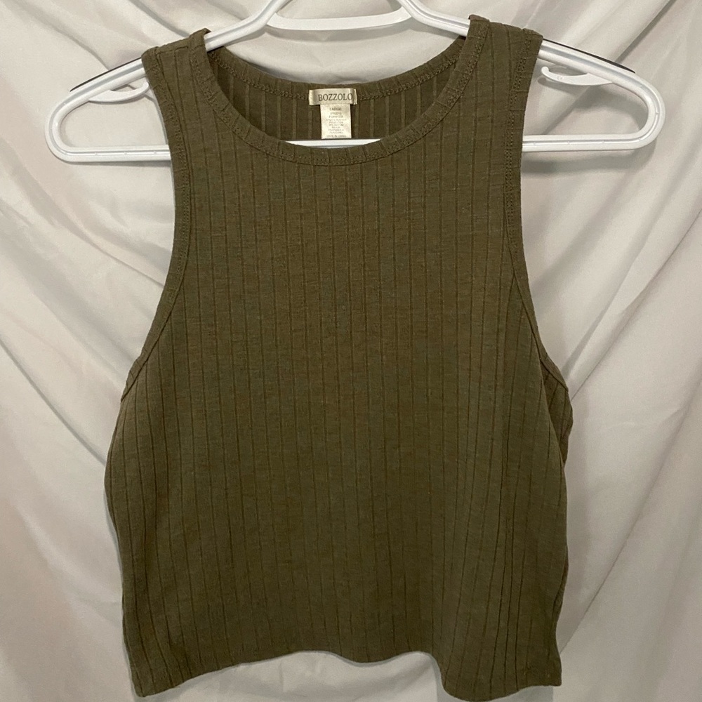 Green Ribbed Halter Top